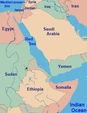 Map of the Red Sea and surrounding region